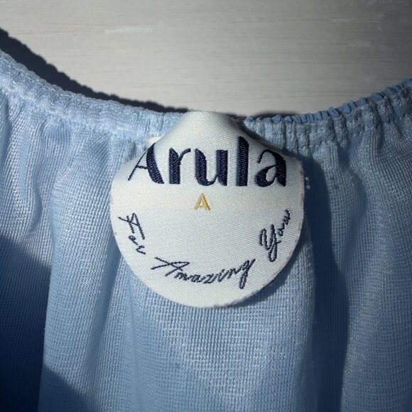 Arula Blue Textured Peasant Blouse Size 1X 14/16 Long Sleeve Boho Top Women’s - Picture 3 of 7